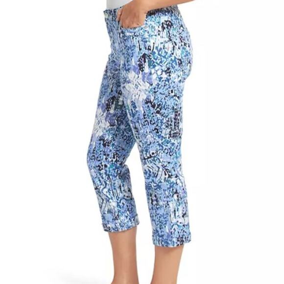 Nine West Chrystie Capri Denim Blue Print 12 stretch soft twill low rise cuffed - Picture 4 of 16